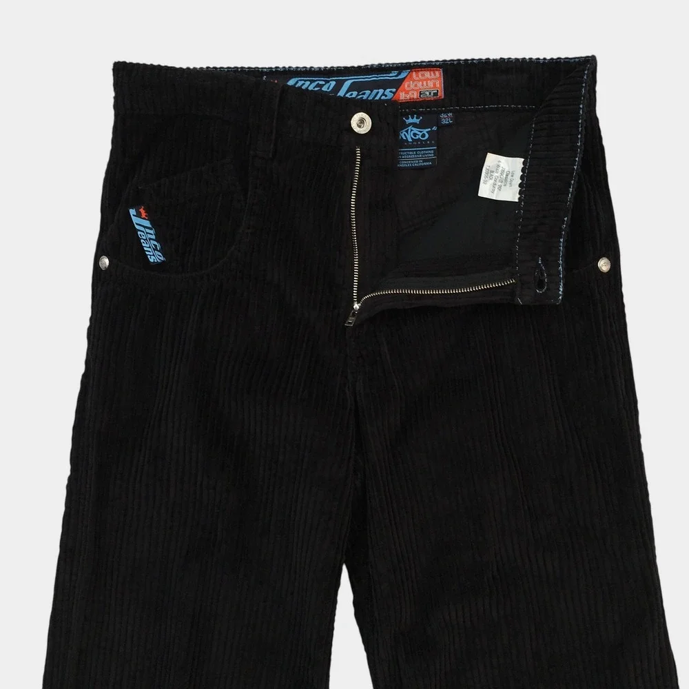 JNCO Jeans Low Down Classics 4 Wale Corduroy Pants Black Wide Leg Mens 32x32